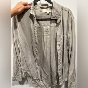 Sage button down top